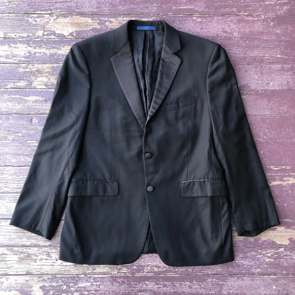 Paul Betenly Rocco Tuxedo Jacket Black 100% Wool Super 120s 38S